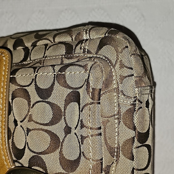 VTG Coach purse Y2K brown and patent leather yellow gold 12562 - Picture 3 of 12